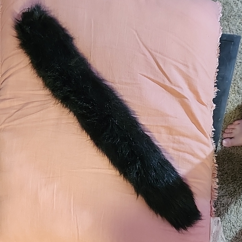Luxurious Black Faux Fur Tail